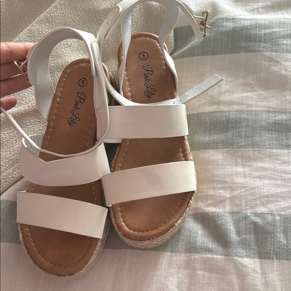 Pink Lily White Minimalist Sandals